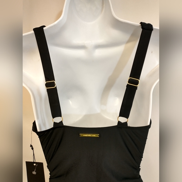 Jones NY Ruched Tummy Control Adjustable Straps Black Swimsuit Size M - Picture 5 of 10